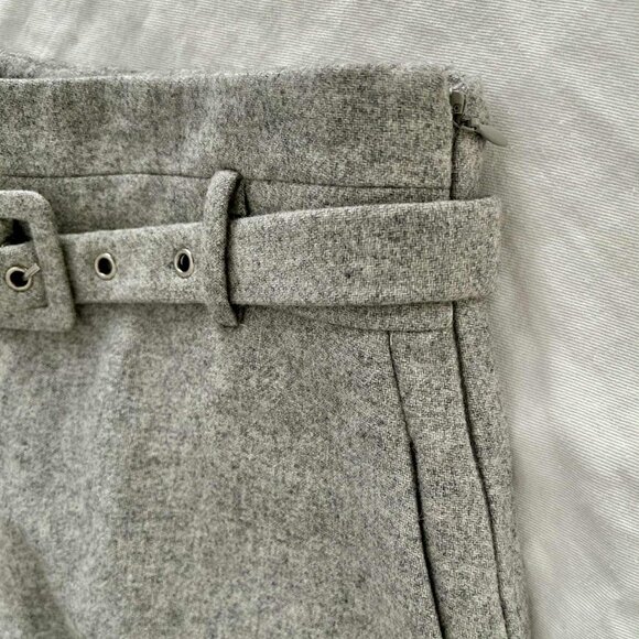 DO+BE Heather Greige Wool-Blend Belted High-Rise Tailored Trousers – US S - Picture 7 of 9